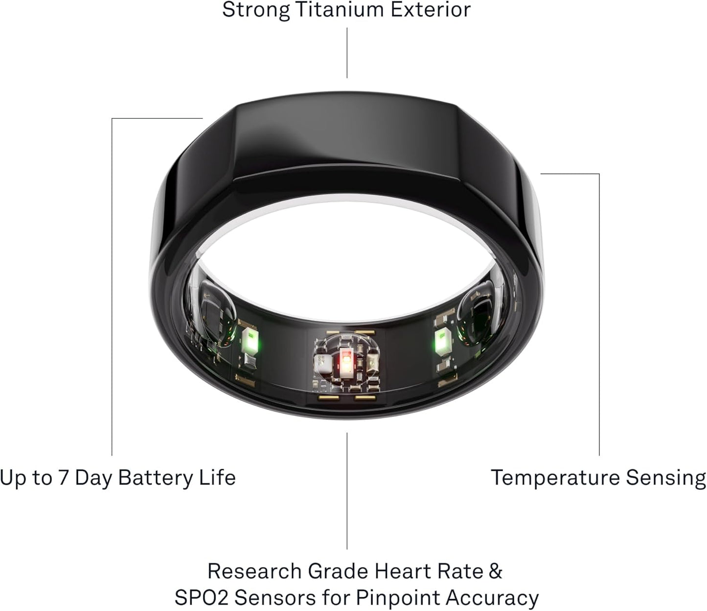 Ring Gen3 Heritage - Black - Size 12 - Smart Ring - Size First with Ring Gen3 Sizing Kit - Sleep Tracking Wearable - Heart Rate - Fitness Tracker - 5-7 Days Battery Life