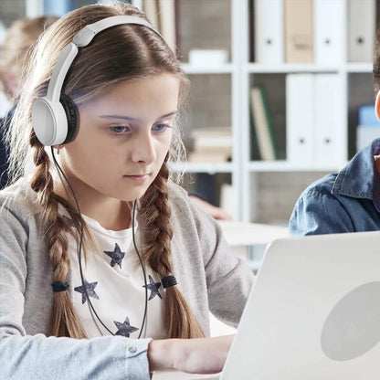 Wholesale Bulk Headphones Earbuds Classroom 5 Pack Headphones in Bulk SP-T05 White Multi Pack for Kids for School Back to School Adjustable Headsets for Students Children