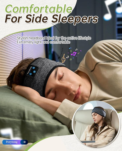 Wireless Sleep Headband with Comfortable Earbuds for Side Sleepers, Sleeping Eye Mask for Women Men Workout Running