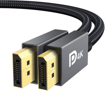 Displayport Cable 6FT/2 Pack, Nylon DP to DP Cord, High Speed 4K Display Port to Display Port 6Ft Cable, Supports 2K@165Hz and 4K@60Hz, DP Cord Compatible with PC, Laptop, TV - 6.6Ft
