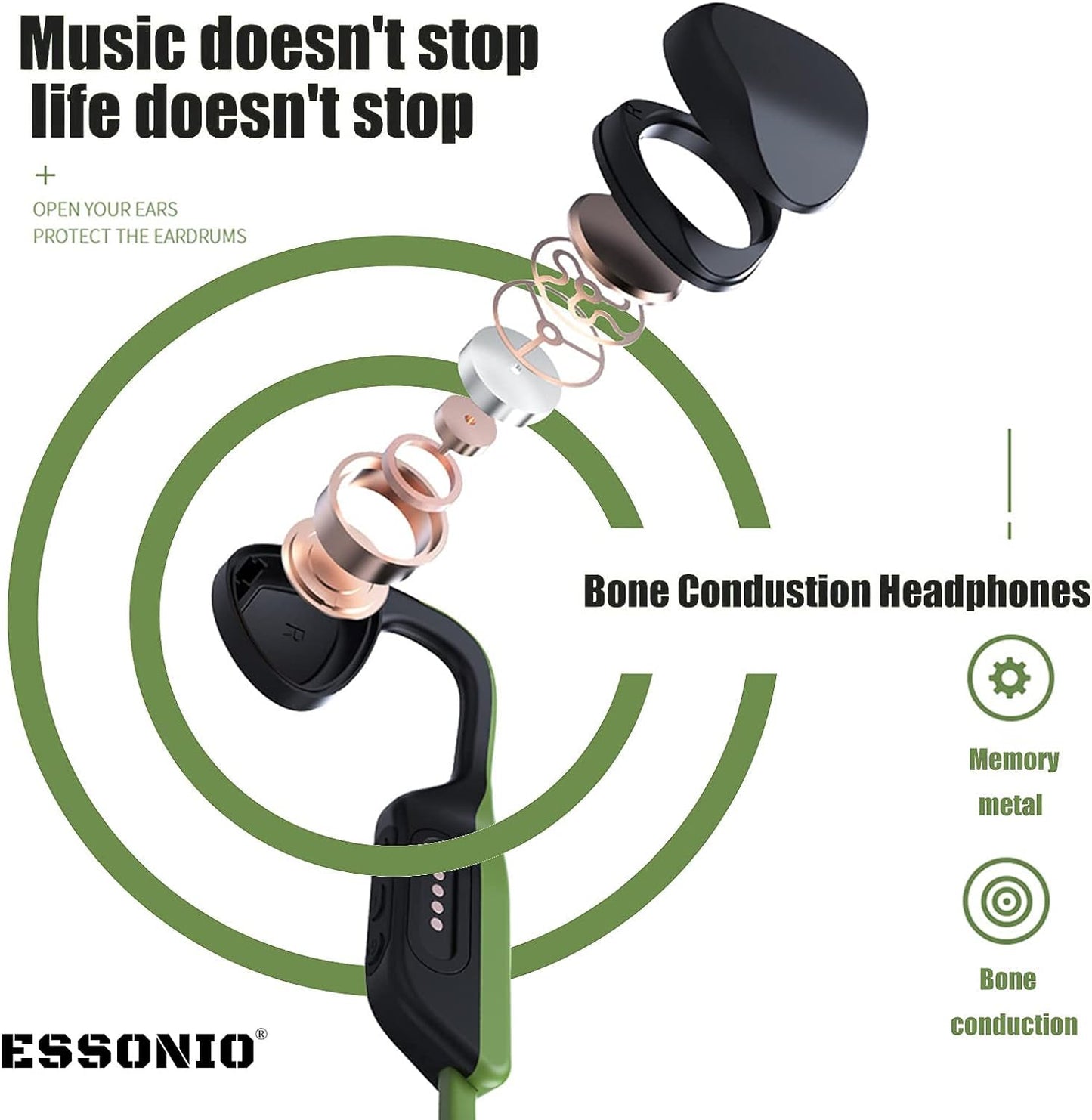 Bone Conduction Headphones Swimming Headphones Bluetooth Open Ear Headphones IPX8 Waterproof Underwater Headphones for Swimming with 8G Memory