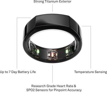 Ring Gen3 Heritage - Black - Size 12 - Smart Ring - Size First with  Ring Gen3 Sizing Kit - Sleep Tracking Wearable - Heart Rate - Fitness Tracker - 5-7 Days Battery Life