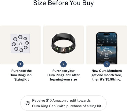 Ring Gen3 Heritage - Black - Size 12 - Smart Ring - Size First with  Ring Gen3 Sizing Kit - Sleep Tracking Wearable - Heart Rate - Fitness Tracker - 5-7 Days Battery Life